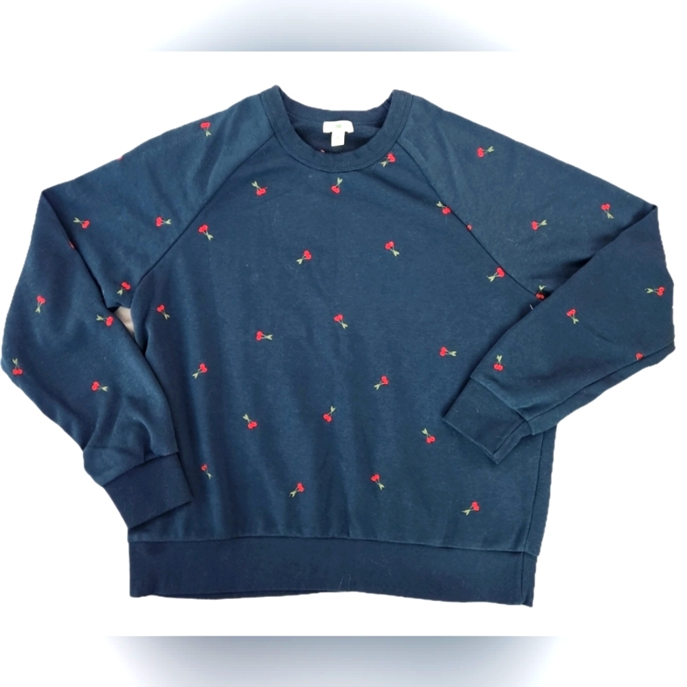 Women's Dip Clothing Brand Embroidered Cherry Pullover Sweatshirt Size M